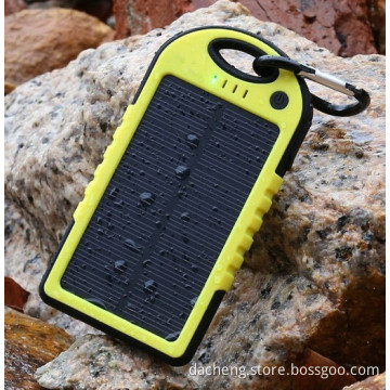 Waterproof 5000mAh Solar Charger Power Bank with Hook for iPhone Samsung Mobile Phones